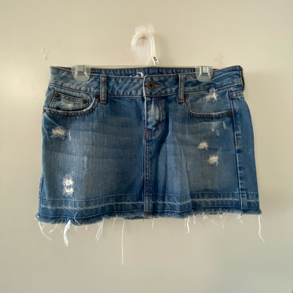 Distressed Denim Skirt